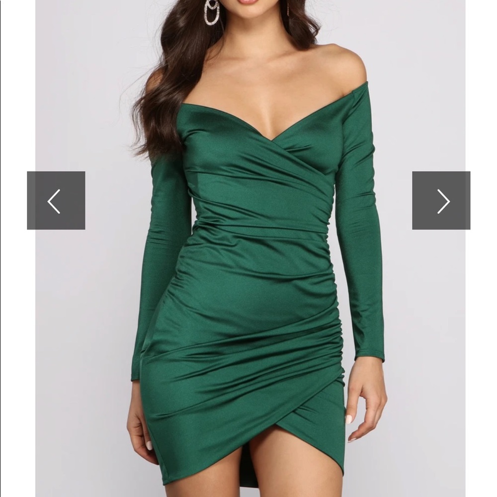 Off Shoulder Long Sleeve Mini Dress